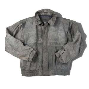 90’s Distressed Gray Leather Bomber Jacket Men’s Large /44